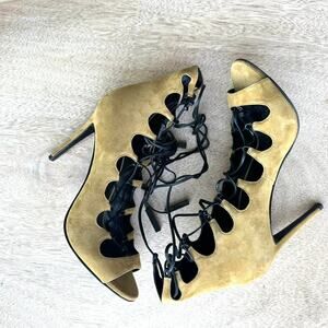 Pierre Hardy Lace-Up Suede Heels, Size 37, Unworn, Handmade in Italy